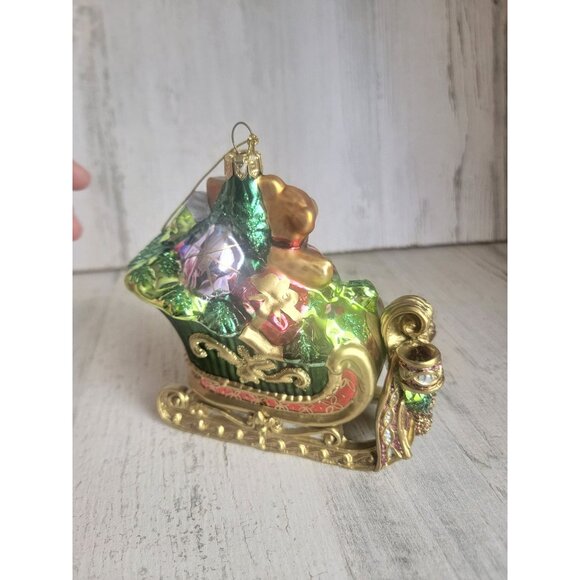 Fitz Floyd teddy bear slave long glass ornament Xmas - Picture 5 of 7